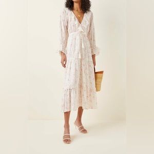 NEW ByTimo floral slub cotton midi dress LARGE